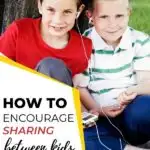 In this image, a website is being promoted that provides tips and resources to help parents encourage their children to share.