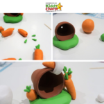 The image shows instructions on how to make an Easter Bunny from Fimo clay.