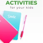 This image is displaying a list of fun journaling activities for kids from the website www.kiddycharts.com.