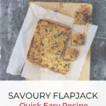 A parent is preparing a savoury flapjack recipe for their child using the help of a website called Kiddy Charts.