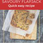 This image is showing a recipe for making savoury flapjacks, provided by the website Kiddy Chant, as a helping hand for parents of young children.