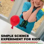In the image, children are conducting a simple science experiment with vinegar and baking soda.