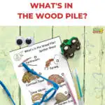 In this image, a chart is being used to identify the different types of creatures that may be found in a wood pile.