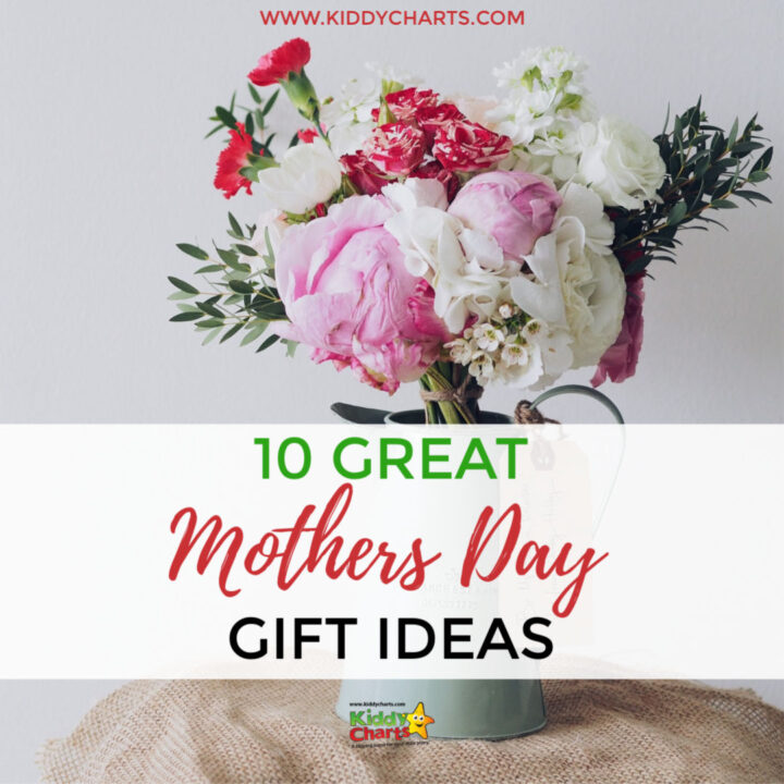 This image is advertising Kiddy Charts' 10 great Mother's Day gift ideas.