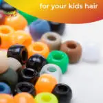 A mother and their daughter are happily creating five DIY bead craft ideas for their kids' hair with the help of Kiddy Charts.