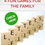 This image is advertising four fun family games and providing a link to a website for more information.