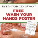This image is promoting proper hand-washing technique with soap and water through a free poster from Kiddy Charts.