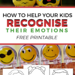 The image is showing a free printable resource to help children recognize and understand their emotions.