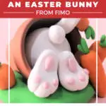 The image shows instructions on how to make an Easter Bunny from Fimo clay for the website KiddyCharts.com.