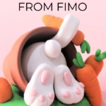 A mother and child are creating an Easter Bunny out of Fimo clay.