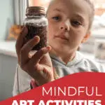 In this image, a mother is introducing a series of mindful art activities for children through their website, Kiddy Charts.