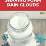 Children are creating rain clouds with shaving foam for a simple weather activity.