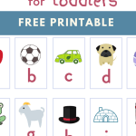 The image is showing a set of printable phonics flash cards for toddlers, created by Mrsshilts and available for free on the website KiddyCharts.com.