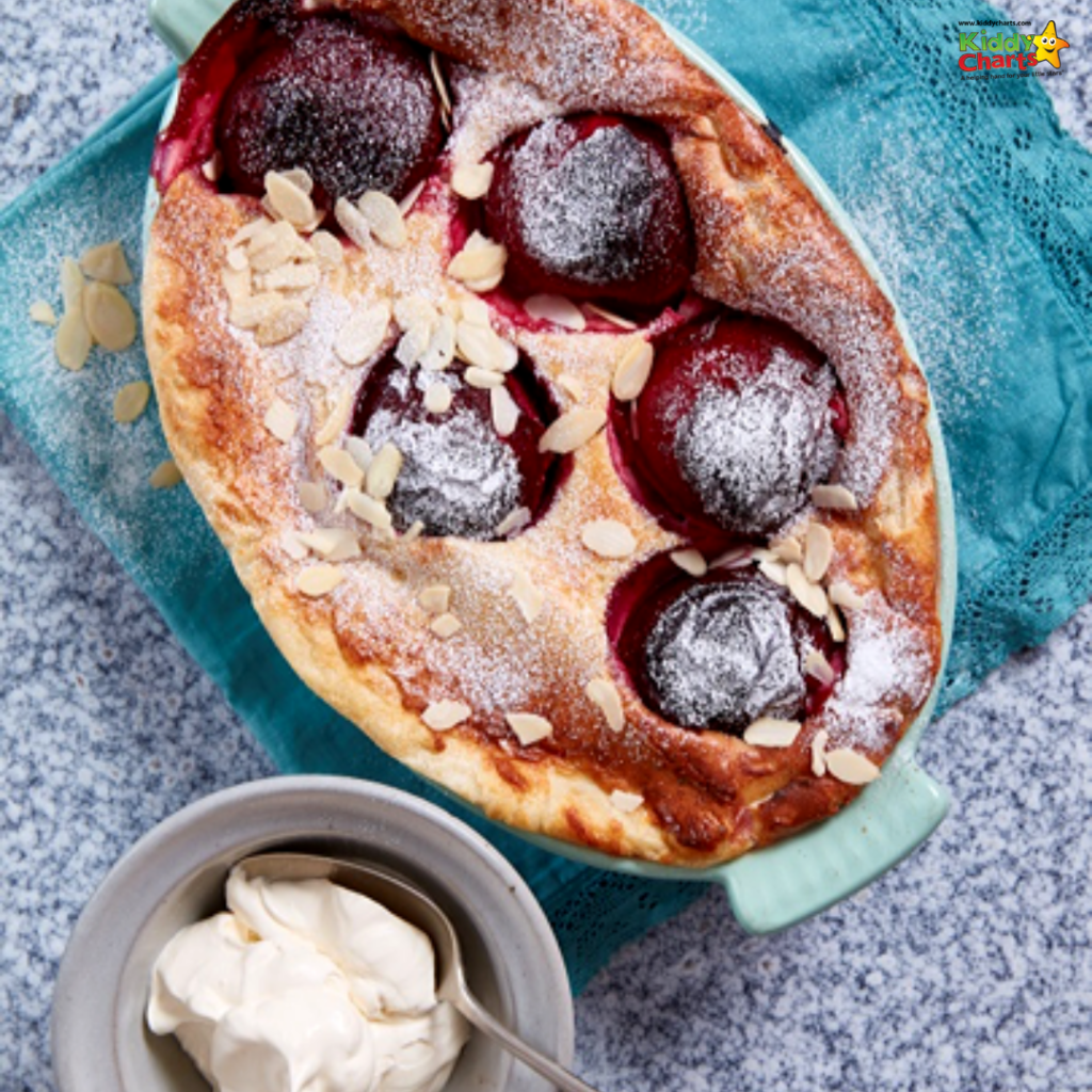 Simple fruit pudding for kids: Plum and almond pudding