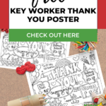 The image is promoting a free thank you poster for key workers, such as delivery drivers, teachers, and carers, to show appreciation for their work.