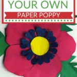The image is showing instructions on how to make a paper poppy craft from the website KiddyCharts.com.