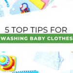 This image provides five tips for washing baby clothes from the website Kiddy Charts.