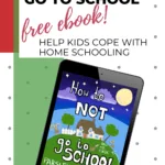 In this image, a free ebook is being offered to help kids cope with home schooling while also promoting a fictional book about a character named Mr. Forde Parsley Mimblewood saving the world.