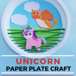 Unicorn paper plate craft; includes a dragon too!