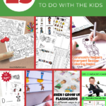 This image provides 25 activities for key workers to do with their kids, such as playing charades, coloring, and reading emergent readers.
