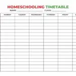 This image is a homeschooling timetable for a specific student, outlining their daily activities from 7am to 4pm.