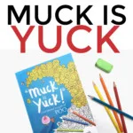 This image is advertising a competition to win a copy of the book "Kiddy Charts Muck is Yuck" by Kate Edmunds, featuring a colour-in picture of a pile of poo.
