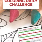 The image is promoting a 31-day coloring challenge with downloadable coloring pages and a community to share creations and get inspiration.