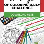 People are encouraged to download a daily coloring sheet and share their artwork with a Facebook group.