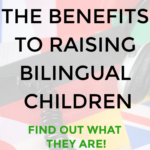 This image is promoting the website Kiddy Charts and the benefits of raising bilingual children.