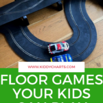 This image is showing a variety of floor games that can be played indoors by children.
