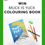A child is filling out a giveaway form to win a "Muck is Yuck" coloring book by Kate Edmunds.