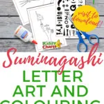 Suminagashi letter art and colouring game free printable