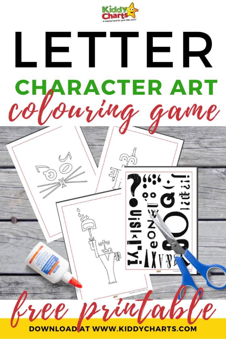 Letter character art colouring and game - KiddyCharts