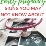 This image is promoting an article on Kiddy Charts' website about early pregnancy signs that people may not be aware of.