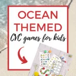 Children are playing ocean-themed CVC games with a net bag and a surfin toy.