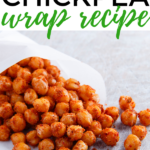 This image is promoting a kid-friendly and delicious buffalo chickpea wrap recipe from the website www.kiddycharts.com.