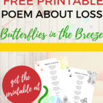 This image is promoting a free printable poem about loss from the website www.kiddycharts.com.