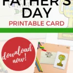This image is a printable Father's Day card with a message of love for Dad, available for download from kiddycharts.com.