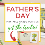 The image is showing a Father's Day card with a message of love from a child to their father, encouraging them to visit Kiddy Charts to get a free printable card.