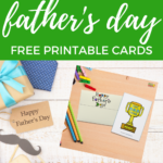 The image is showing a selection of free printable cards to celebrate Father's Day, available to download from Kiddy Charts.