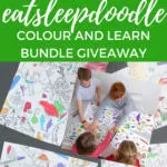 A giveaway is being held on Kiddy Charts' website to win a Colour and Learn Bundle, featuring landmarks from around the world such as the Colosseum in Rome, Italy, and the Panama Canal.