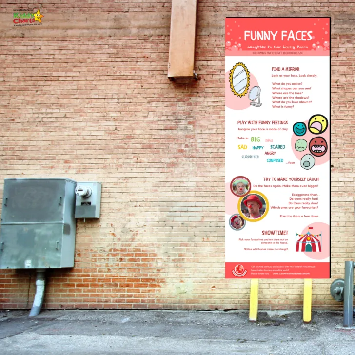 This image is promoting the idea of using funny faces to bring joy and laughter to children living in the same household.