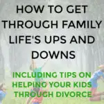 This image is promoting Kiddy Charts' website which provides tips and advice on how to navigate family life's ups and downs, including helping children through divorce.