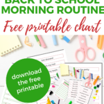 This image is a free printable chart to help children establish a morning routine for going back to school.