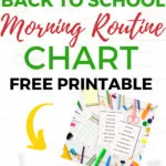 This image is a printable chart that helps parents and children create a morning routine for going back to school.