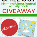 This image is promoting a giveaway of a mindfulness activity book illustrated by Josephine Dellow on the website Kiddy Charts.