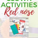 This image is offering a free printable of clown activities to help entertain children.