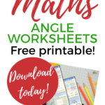In this image, Kiddy Charts is offering free printable angle worksheets that can be downloaded from their website.