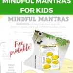 This image is promoting the use of mantras for children to help them relax and feel better through quick meditations.