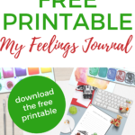 The image is showing a printable feelings journal and a printable list of places to go someday, both of which are available for free download from kiddycharts.com.